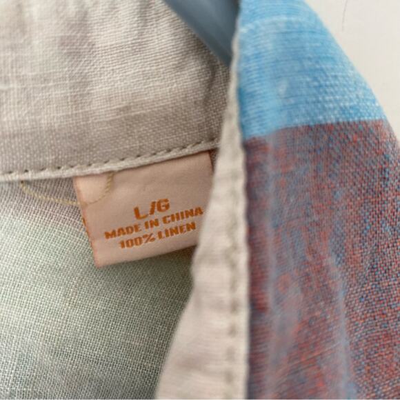 Tommy Bahama Relax Mens Plaid Pismo Breezer Linen Shirt Button Down Large - Picture 6 of 7